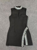 New Summer Sleeveless Hem V Drill High-Neck Sexy Tight-Bstice Ass Dress Famous Dinner Party Bandage Dress