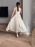 Summer Summer New High-Semperament Solid Colored Temperament With Suspension Dress