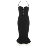 Sexy Hanging Neck Banded Skirt Fashion Lace Fishtail Party Dress Dress Dress