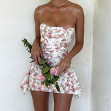 Bosom Crumm Flower Body Dew Back Dress Casual Holiday Style Sexy Hot Girl Short Dress Girl DJPT