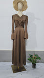 Temperament Retro V-Neck Age-Retracted Bubble Sleeve Long-Sleeved Collared With Long Sleeve Dress