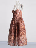 Wind Sling Skirt 2025 Summer New Sleeveless Chest Leopard Print Waist Dress Dress Dress Dress Woman