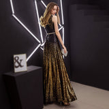 Evening Dress Women In The Spring Of 2025 New Gradient Thin Car Model Long Show Show Performance Dress