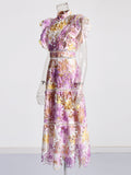French Dress 2025 New Collar Laceless Hollow Embroidery Dress Dress Dress Woman