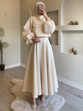 2024 New Middle East Dubai Flower Lantern Sleeve Loose Dress Dress Dress Suit Two Sets