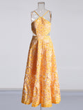Babes 2025 New High-End Feeling Hanging Neck Sling Belt Hollow Print Dress In The Female