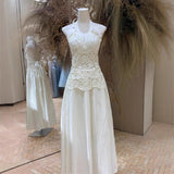 Retro Lace High-End Morning Robe Engagement Dress Hanging Neck Hollow Embroidery With Dress