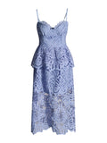 Elegant Wind-Sling Dress 2025 Spring Hollow Embroidered Water-Soluble Flower High-Waisted Bra Dress Female