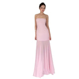 2025 New Solid-Colored Sleeveless Chest-Width Roll-Back Hip-Upper Dress