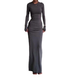 2024 Women's Fashion Sexy Tight-Groomed And Comfortable Solid Color Long Dress