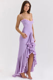Style Sexy New Slings Solid V-Neck High-Ball Net Repair Medium Long Dress HZ0628