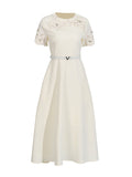 Temperament Famous Style Dress 2025 Summer New Nail Drill Three-Dimensional Flowers Hollow Waist Thin Dress