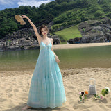 Hanging Neck Sling Dress Summer Seaside Holiday Fairy Dress Sexy Bareback Beach Dress Woman