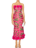 Retro Court Style Thoracic Dress 2025 Summer New Flower Embroidery Mesh Splicing Bag-Groom Dress Woman