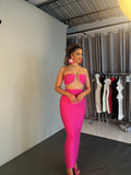 A Diamond Chain Hanging Neck Dress Sexy Breast-Wearing Hips Women's Bandage Evening Dress