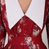 Floral Print Temperament Long-Sleeved Waist-Up Retro Swing Dress