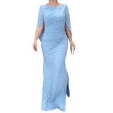 Summer Round Collar Small Shawl Design Dress Slim Height Waist Skirt
