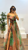 2025 New Yarn Net Printed Party Dress INS Casual Fashion Women's Dress HZ0628