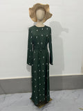 Autumn New Fashion Temperament Long-Sleeved Body Lotus Leaf Side A-Shaped Dress Dress
