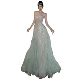 Evening Dress 2025 Summer New Banquet Bust Heavy Industry Sexy Host Birthday Adult Lisen Dress HZ0628