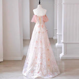 Flower Evening Dress 2025 New Bridal Toast Dress Shoulder Senior Art Exam Host Dress Woman