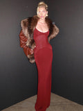 Women Decorate Waistcoat Shoulder Strap Curved Mesh Spliced Fishtail Dress DJPT
