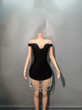 New Pendulum Multi-Layer Pearl Shoulder Short Ass Skirt Temperament High-End Light Luxury Dress Bandage Skirt
