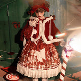 Design Sweet Bear Gift House Long Sleeve OP Dress Cape Cute Lolita Sweet Dress 6326