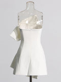Sister Style Dress 2025 Summer New Bow Three-Dimensional Decoration Asymmetric Thoracic Dress Woman