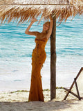 Summer Vietnamese Niche Brand Sexy Sling Design Three-Dimensional Spikes Elastic Mesh To Close Waist Dress