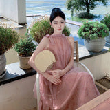 Yarn Hanging Neck Two Morning Robe Skirt Fairy Beach Dress Seaside Holiday Dress Girl