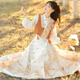 Goldfish Fireworks Chinese Wind Improvement Han Elements Women's Blouse Vest Skirt 8888