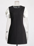 Famous Style Dress 2025 Summer New Round Collar Three-Dimensional Flowers Solid Dress Woman