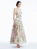 2025 New Slinging Printing Folding Process Long Dress Woman