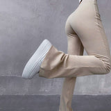 Women's Clothing 2025 Autumn New High-Rise Repair Micro-Horn Leisure Trousers DJPT