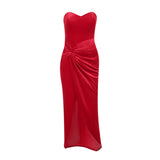 Autumn 2025 New Long Dress Temperament Sexy Body-Bossed Fish Bone Velvet Dress Dress DJPT