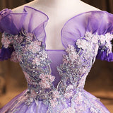 Solo Performance Suit 2025 New One-Word Shoulder Vocal Art Canopy Skirt Presided Over Purple Evening Dress Girl Spring