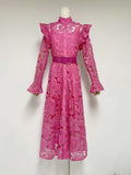 Water-Soluble Lace Dress 2025 Spring Temperament Embroidery Empty Belt With White Dress Dress
