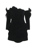 Walking Show Famous Lady Dress Woman 2025 Spring New Heavy Industry Velvet Three-Dimensional Flowers Breast Small Dress