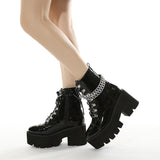 Large-Size Women's Shoe Chain New Thick-Soled Waterproof Table Women's Shoes Thick High Heel Short Boots High Quality Shoes