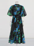 Style Dress 2025 Summer New Fashion Single-Dbutton Bubble Cuffs With Waist Dress