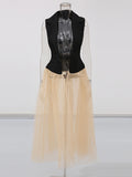 Small Red Carpet Mesh Splicing Long Top 2025 New Women's Summer Shirt Hit The Color Of The Famous Woman's Coat