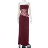 Women's Spring And Summer New Solid Color Lace Suisting Rope Lew Dress Woman DJPT