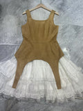 Peng Backband Dress 2025 Spring Street Wind Design Sensing Collust Design Collust Design Cake Dress Short Dress