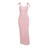 Fashion Texture Fabric Strap U-Neck Dress 2025 Summer New Ass Dress Girl DJPT