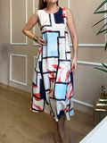 Fashion Round-Neck Geometric Casual Temperament Sleeveless Dress In Summer 2024