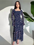 2024 New Chiffon Rose Lotus Leaf Sleeve Temperament Splicing Irregular Joint