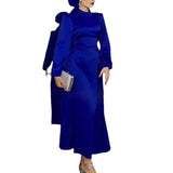 Women's New Round-Neck Lantern Sleeve Dress Side Belt With Body-Repair Dress Dress