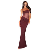 Women's Spring And Summer New Solid Color Lace Suisting Rope Lew Dress Woman DJPT