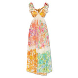 Women's New V-Neck Waist Thin Long A-Character Printed Dress HZ0628